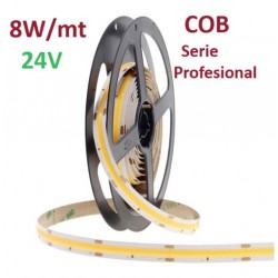Tira LED Flexible 24V 8W/mt COB IP20 serie Profesional, venta por metros